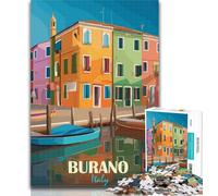 Teenager Puzzles Burano Italy Adult Puzzles 1000 Pieces,Toys Educational Games Stress Relieving Parent-child Interaction 26x38cm