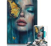 Teenager Puzzles Butterfly And Woman 1000 Pieces Jigsaw Puzzles for Adults And Teens,Educational Game for Birthday, Chrismas for Ages 14+ 26x38cm