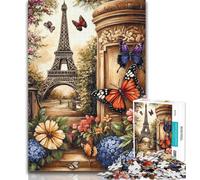 Teenager Puzzles Butterfly Flowers Eiffel 1000 Piece Jigsaw Puzzles for Adults,learning Educational Toys Unique Home Decor And Gifts 75x50cm