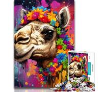 Teenager Puzzles Camel Wearing Flowers 1000 Piece Jigsaw Puzzle for Adults And Teenagers,Learning Educational Toy for Is Ideal As A Gift for The Whole Family 26x38cm