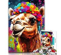 Teenager Puzzles Camel Wearing Flowers 1000 Piece Jigsaw Puzzles for Teenagers Gifts,Diy Modern Wall Art Unique Gift Home Decor 26x38cm