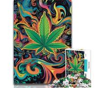 Teenager Puzzles Cannabis Leaves Puzzles for Adults And Teenagers,Toys Educational Games Stress Relieving Artists Collection, Fine Art (50x75cm)
