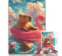 Teenager Puzzles Capibara on Vacation 1000 Pieces Jigsaw Puzzle for Adults& Teens,Artists Collection, Fine Art for Age 14 Years Up 26x38cm