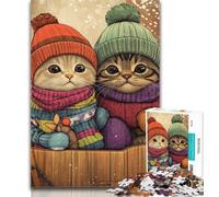 Teenager Puzzles Cat Couple Jigsaw Puzzle 1000 Pieces for Adults,Educational Game for Birthday, Chrismas for And Age 14 26x38cm
