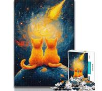 Teenager Puzzles Cat Under Night Sky 1000 Piece Jigsaw Puzzle for Adults Teens,Toys Educational Games Stress Relieving Wishlist with Santa Claus 26x38cm