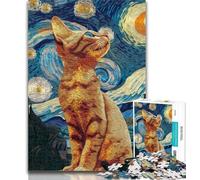 Teenager Puzzles Cat Under The Starry Sky 1000 Pieces Jigsaw Puzzles For Teens And Adults,Educational Games Home Decoration Deal As Gifts for The Whole Family 26x38cm