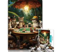 Teenager Puzzles Cats Play Poker Jigsaw Puzzles for Adults 1000,Vibrant And Unique Design Relaxing & Challenging Puzzle Experience 50x75cm