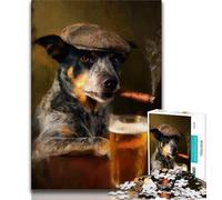 Teenager Puzzles Cattle Dog Smoking Jigsaw Puzzles for Adults 1000 Pieces,Toys Educational Games Stress Relieving Great Gifts And Toys (26x38cm)