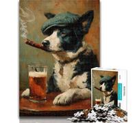 Teenager Puzzles Cattle Dog Smoking Jigsaws Puzzles 1000 Pieces for Adults Gifts,Learning Educational Toy for Is Ideal As A Gift for The Whole Family 50x75cm