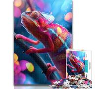 Teenager Puzzles Chameleon Jigsaw Puzzles for Adults,Artistic Wall Decor & Birthday Gift Idea for Friends, Home Office 26x38cm