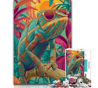 Teenager Puzzles Chameleon Wearing Glasses 1000 Piece Jigsaw Puzzle for Adults And Teenagers,Learning Educational Toy for Is Ideal As A Gift for The Whole Family 75x50cm