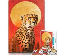 Teenager Puzzles Cheetah Sunset Jigsaw Puzzles for Teenagers,with Fully Interlocking Randomly Shaped Pieces for And 14 Years Old 26x38cm