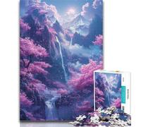 Teenager Puzzles Cherry Blossom Waterfall Jigsaw Puzzles for Teenagers 1000 Pieces,Vibrant And Unique Design Relaxing & Challenging Puzzle Experience 26x38cm