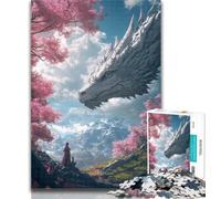 Teenager Puzzles Cherry Blossoms Dragon 1000 Pieces Jigsaw Puzzle For Adults Teens,for Age 14+ Impossible Game Best Gift for Adults And Teenagers 50x75cm