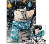 Teenager Puzzles Christmas Cat 1000 Piece Jigsaw Puzzles for Teenagers,Toys Educational Games Stress Relieving Wall Decoration 50x75cm