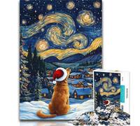Teenager Puzzles Christmas Golden Retriever Jigsaw Puzzle 1000 Pieces for Adults,Educational Game for Birthday, Chrismas for And Age 14 26x38cm