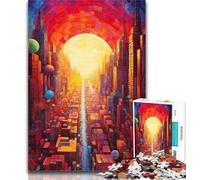 Teenager Puzzles Cityscape Colorful Rainbow 1000 Piece Jigsaw Puzzles for Teenagers,Educational Game for Birthday, Chrismas for And 14 Years Old 50x75cm