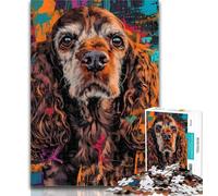 Teenager Puzzles Cocker Spaniel Dog 1000 Piece Jigsaw Puzzle for Adults And Teenagers,Train Your Brain And Hands Birthday Present, Gifts 26x38cm
