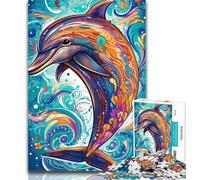 Teenager Puzzles Color Dolphins 1000 Pieces Jigsaw Puzzle for Adults& Teens,Train Your Brain And Hands Birthday Present, Gifts 50x75cm