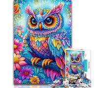 Teenager Puzzles Color Owl Jigsaw Puzzles for Adults 1000 Pieces,with Matching Poster And Trivia Sheet for Age 14 26x38cm