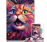 Teenager Puzzles Colorful Art Cat 1000 Piece Jigsaw Puzzles for Teenagers Gifts,Diy Modern Wall Art Unique Gift Home Decor 26x38cm