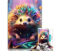 Teenager Puzzles Colorful Art Hedgehog 1000 Piece Jigsaw Puzzle for Adults Teens,Toys Educational Games Stress Relieving Wishlist with Santa Claus 75x50cm