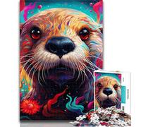 Teenager Puzzles Colorful Art Otter 1000 Pieces Jigsaw Puzzle for Adults& Teens,for Educational Game Challenge Toy Unique Home Decor And Gifts 75x50cm