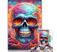 Teenager Puzzles Colorful Art Skull Puzzles for Adults 1000 Pieces,for Age 14+ Impossible Game Best Gift for Adults And Teenagers 26x38cm