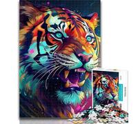 Teenager Puzzles Colorful Art Tiger 1000 Piece Jigsaw Puzzles for Teenagers Gifts,Diy Modern Wall Art Unique Gift Home Decor 75x50cm