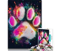 Teenager Puzzles Colorful Dog Paw Prints 1000 Pieces Jigsaw Puzzle for Adults& Teens,Artists Collection, Fine Art for Age 14 Years Up (26x38cm)