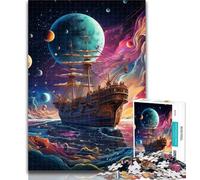 Teenager Puzzles Colorful Pirate Ship 1000 Piece Jigsaw Puzzle for Adults Teens,Charcoal Art Staycation Kill Time for Home Decoration 50x75cm