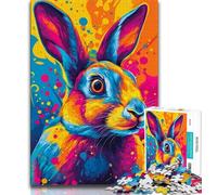 Teenager Puzzles Colorful Rabbit 1000 Piece Jigsaw Puzzle for Adults Teens,Charcoal Art Staycation Kill Time for Home Decoration (26x38cm)