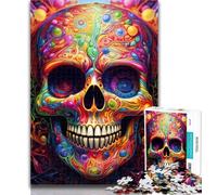 Teenager Puzzles Colorful Skull 1000 Piece Jigsaw Puzzle for Adults And Teenagers,Learning Educational Toy for Is Ideal As A Gift for The Whole Family 75x50cm