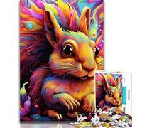 Teenager Puzzles Colorful Squirrel 1000 Piece Jigsaw Puzzle for Adults Teens,Toys Educational Games Stress Relieving Wishlist with Santa Claus 75x50cm