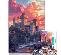 Teenager Puzzles Colorful Warwick Castle Jigsaw Puzzles for Teenagers 1000 Pieces,with Matching Poster And Trivia Sheet for Age 14 Years Up 50x75cm