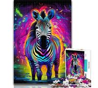 Teenager Puzzles Colorful Zebras Jigsaws 1000 Pieces for Adults,Birthday Present, Gifts, Wall Art for And Age 14 Years Up 50x75cm
