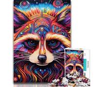 Teenager Puzzles Colourful Art Raccoon Jigsaw Puzzles for Adults 1000 Piece,Decompressing Intellectual Educational Toy Birthday Present, Gifts 50x75cm