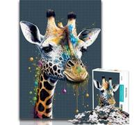 Teenager Puzzles Colourful Giraffe Head 1000 Pieces Jigsaw Puzzle for Adults& Teens,Artists Collection, Fine Art for Age 14 Years Up 26x38cm