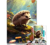 Teenager Puzzles Colourful Hedgehog 1000 Piece Jigsaw Puzzle for Adults Teens,Charcoal Art Staycation Kill Time for Home Decoration 50x75cm
