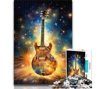 Teenager Puzzles Colourful Star Guitar Jigsaw Puzzles for Adults 1000,Vibrant And Unique Design Relaxing & Challenging Puzzle Experience 26x38cm