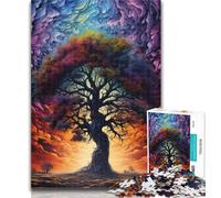 Teenager Puzzles Colourful Tree of Life Adult Jigsaw Puzzles 1000,Decompressing Intellectual Educational Toy Secret Santa Gifts 26x38cm