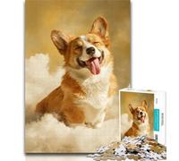 Teenager Puzzles Corgi in The Cloud 1000 Piece Jigsaw Puzzle for Adults Teens,Charcoal Art Staycation Kill Time for Home Decoration 26x38cm