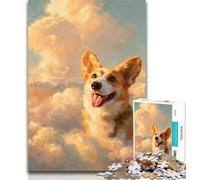 Teenager Puzzles Corgi in The Cloud 1000 Piece Jigsaw Puzzle for Adults Teens,Charcoal Art Staycation Kill Time for Home Decoration 26x38cm