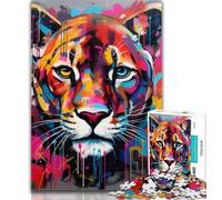 Teenager Puzzles Cougar Graffiti 1000 Piece Jigsaw Puzzle for Adults And Teenagers,Learning Educational Toy for Is Ideal As A Gift for The Whole Family 75x50cm