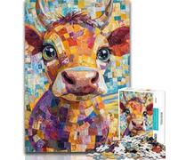 Teenager Puzzles Cow Oil Painting Jigsaw Puzzles 1000 Pieces for Adults Teens,Stress Reliever Difficult Challenge Unique Home Decor And Gifts 50x75cm