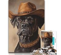 Teenager Puzzles Cowboy Boxer Dog 1000 Piece Jigsaw Puzzles for Teenagers Gifts,Unique Birthday And Gifts for for Age 14 50x75cm