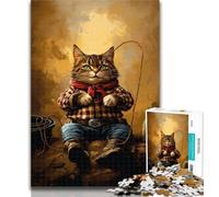 Teenager Puzzles Cowboy Cat 1000 Piece Jigsaw Puzzles for Teenagers,Educational Game for Birthday, Chrismas for And 14 Years Old 50x75cm