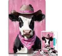 Teenager Puzzles Cowboy Cow Puzzles for Adults Teens 1000 Pieces,Learning Educational Toys Family Games Enhance Love between Couples 26x38cm