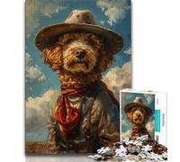 Teenager Puzzles Cowboy Poodle Adult Jigsaws 1000 Pieces Difficult,is Ideal As A Gift for The Whole Family Suitable for And 14 (26x38cm)