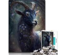 Teenager Puzzles Cute Art Goat 1000 Piece Jigsaw Puzzle for Adults Teens,Charcoal Art Staycation Kill Time for Home Decoration 26x38cm